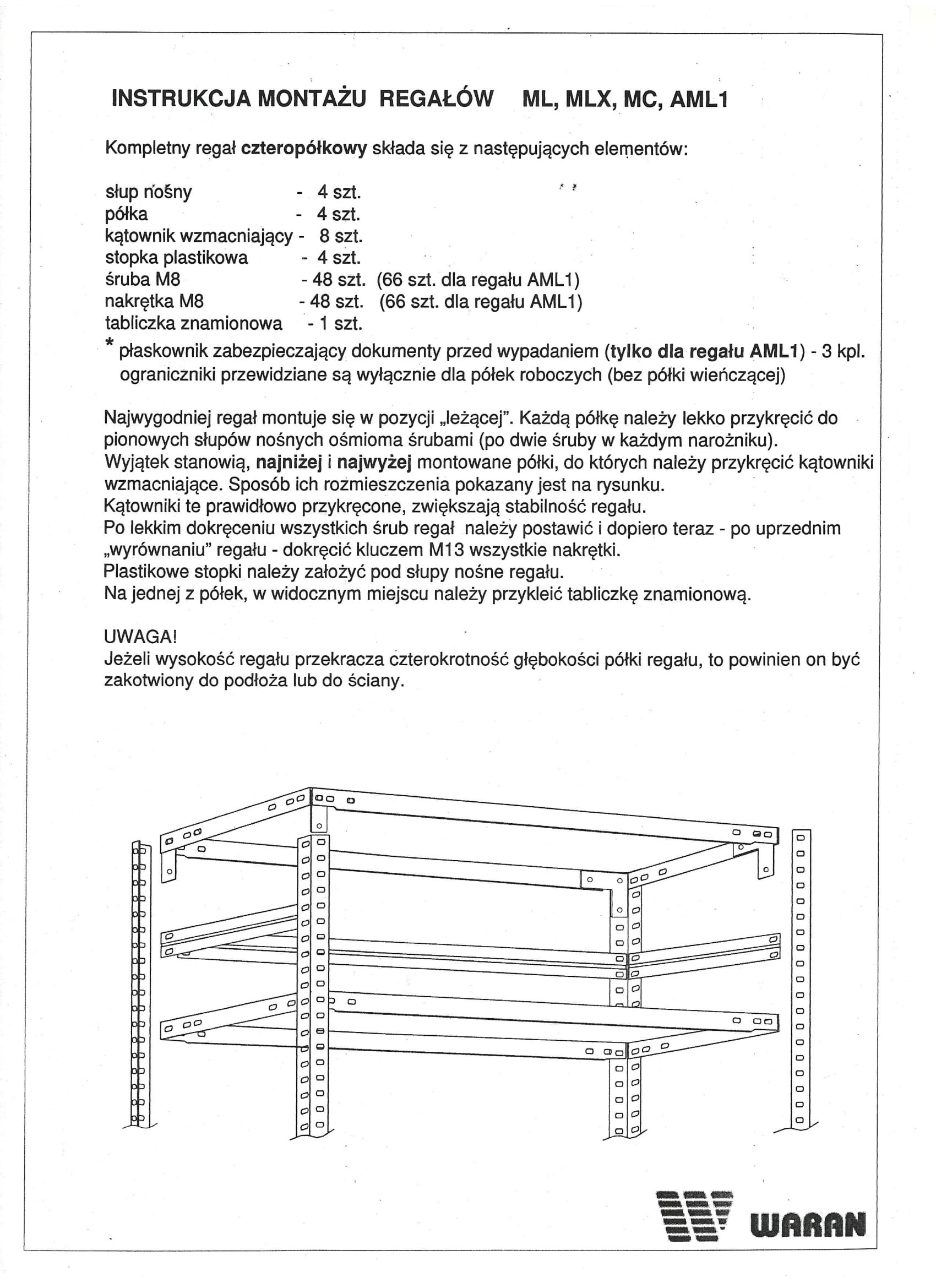instrukcja montażu regałów
